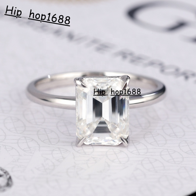 Solid Gold 10K Ring with 3CT D VVS1 GRA Certificated Emerald Moissanite Diamond Pass the Tester Fast Delivery
