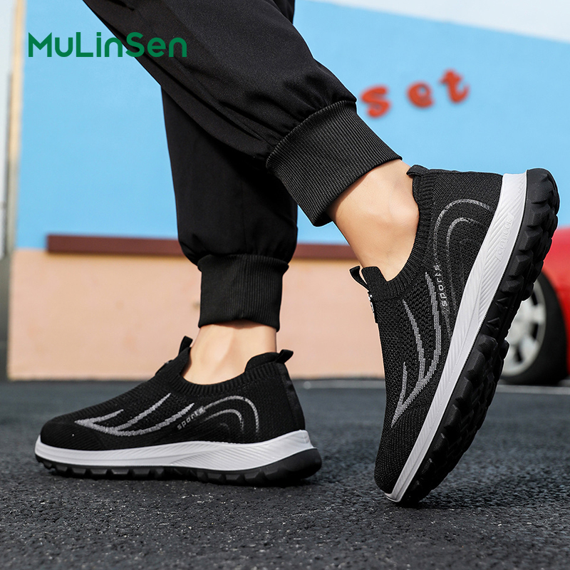 Mulinsen mesh shoes men's spring and summer breathable mesh fly woven slip-on old Beijing middle-aged and elderly comfortable old man dad shoes