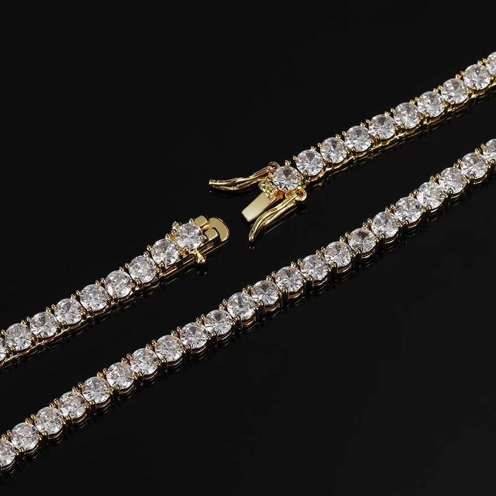 3mm 4mm 5mm Zircon Diamond Tennis Necklaces for Women Fashion Charm Long Chain Necklace Jewelry High Quality Necklace Wholesale