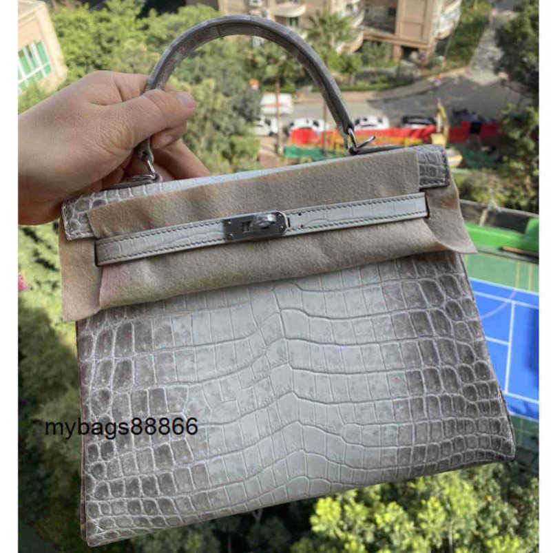 Himalayan Handbags Silver Buckle Genuine Leather Himalayan Nile Crocodile Skin 25 Womens Bag Handbag Single Shoulder Bag Handsewn Wax Thread Au CWO9 CG13