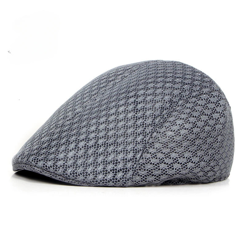 Korean Version of Mens and Womens Berets Solid Color Hollow Mesh Caps Forward Caps Breathable Summer Sun Hats 250729