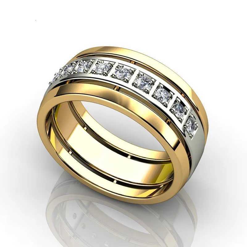 8 Fashion Female Rings Two Tone Design Inlaid Dazzling Cubic Zirconia Stylish Accessories for Women Wedding Trendy Jewelry y250730