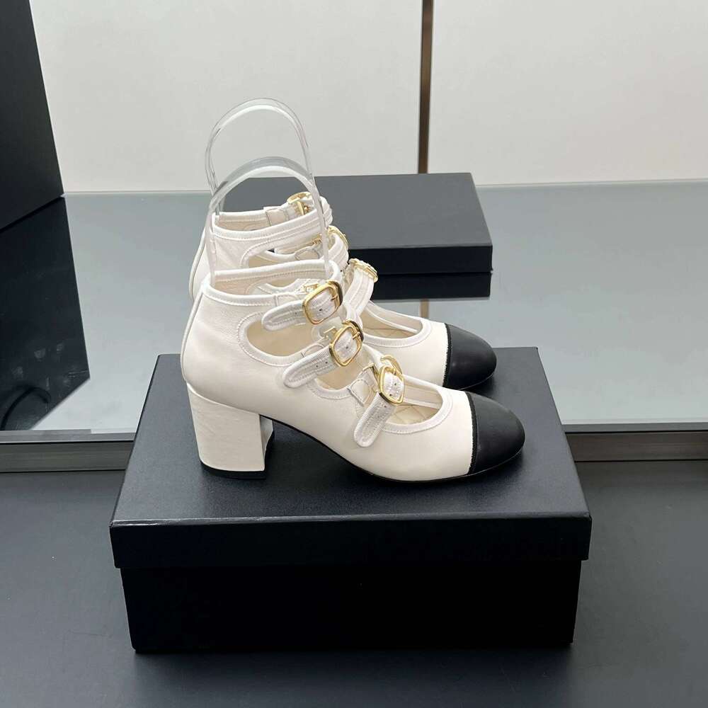 New Women Size35-41 Genuine Leather Pumps Mary Janes High Heels Mixed Colors Round-Toes Designer Shoes Zapatillas De Mujer 48d