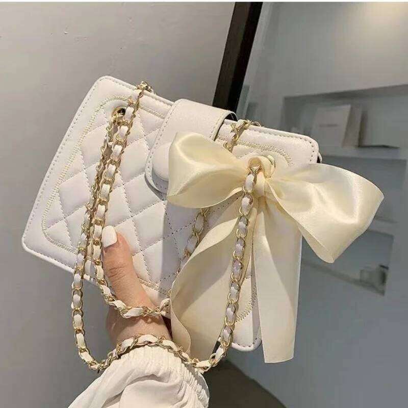 designer bag Fashion Women's French Lattice Ladies Shoulder Classic Chain Underarm Crossbody Bag Scarf Decoration PU Materi