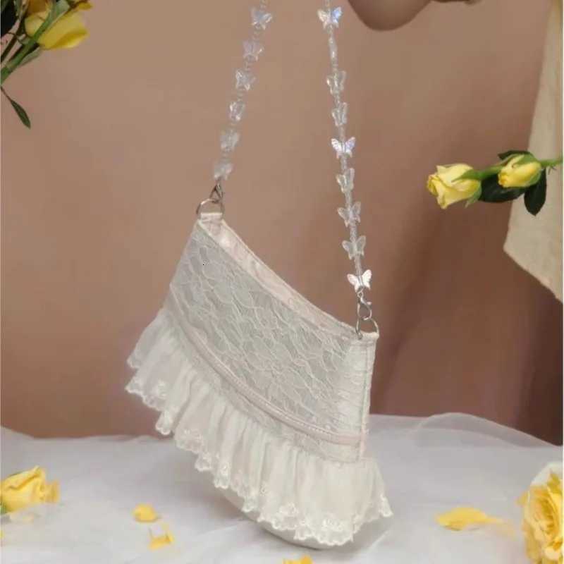 JIAERDI Lolita Lace Sweet Handbag Women Vintage Fairycore Aesthetic Bow Chic Shoulder Bags Purse Female Underarm Bag Bolso Y250730
