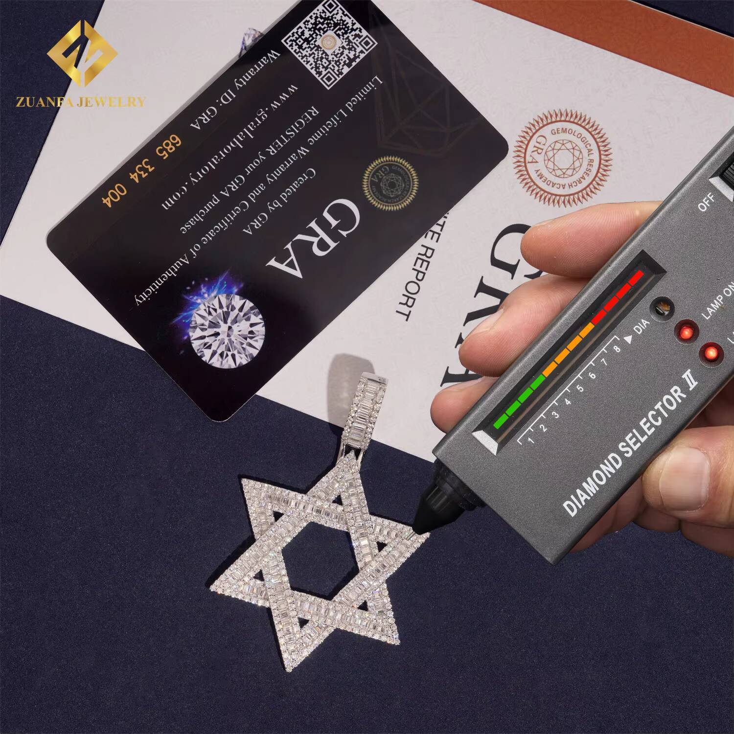 New Fashion Hip Hop Moissanite Jewelry 925 Silver VVS Moissanite Diamond Custom Iced Out Baguette Star Shape Pendant