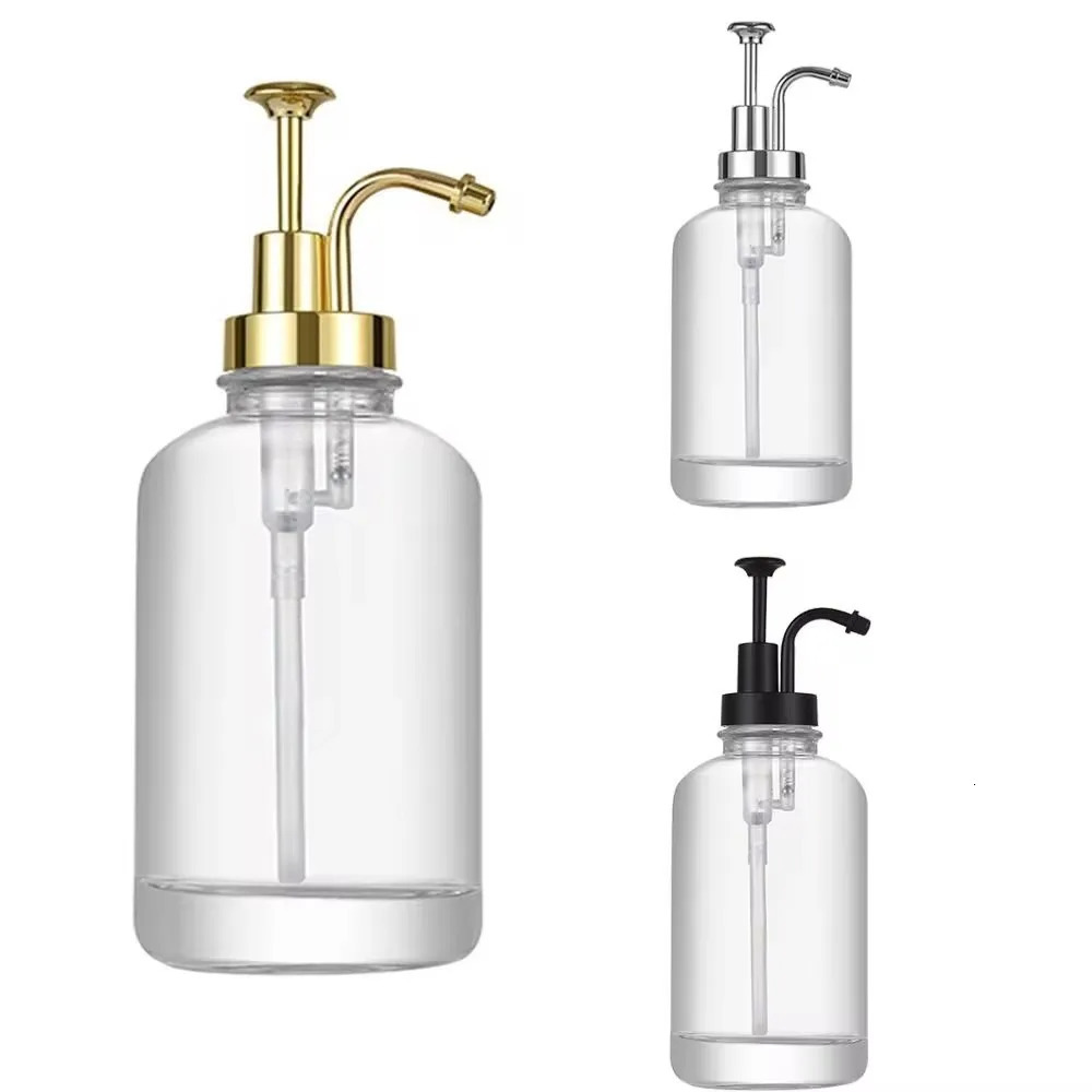500ml Glass Soap Dispensers Portable Upgraded Pump Hand Soap Dispenser Clear Liquid Container Bottle Coffee Syrup Dispenser 250726