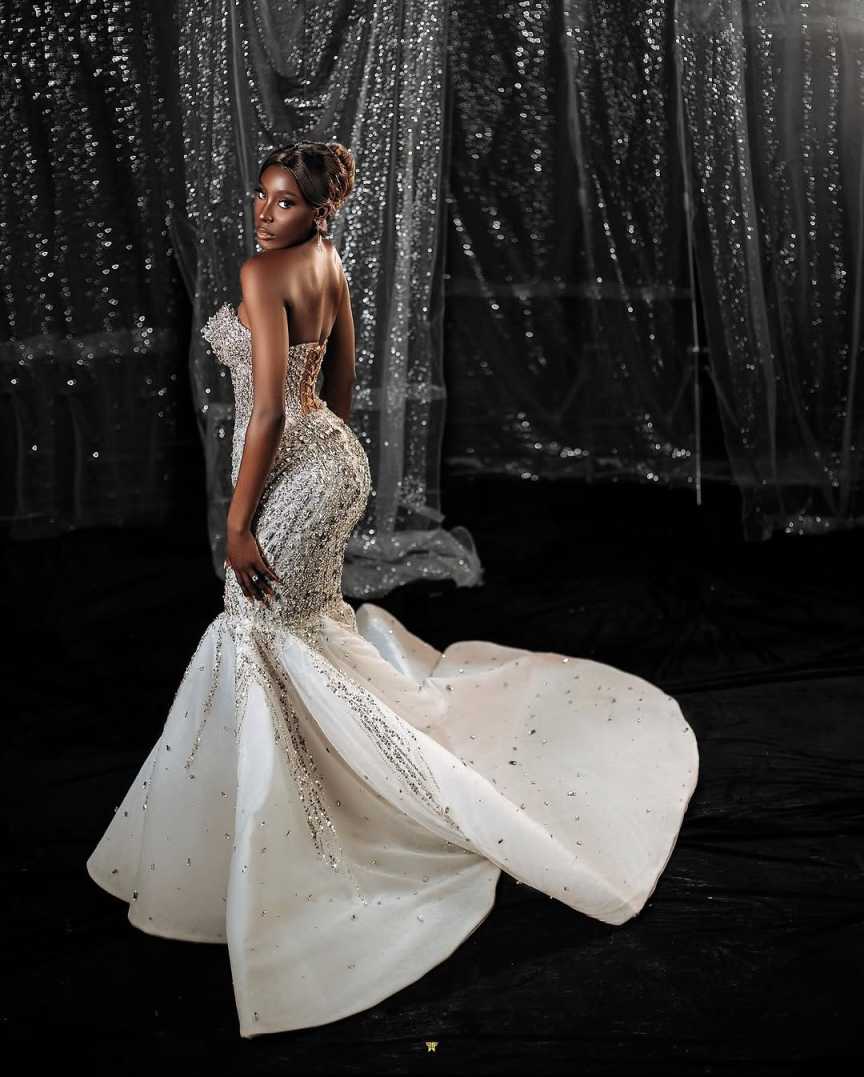 Sexy Mermaid Evening Dress Sequined Crystal Beads Split Special Occasion Prom Dress Party Sweep Train Prom Gowns Size Customized vestido de novia H251