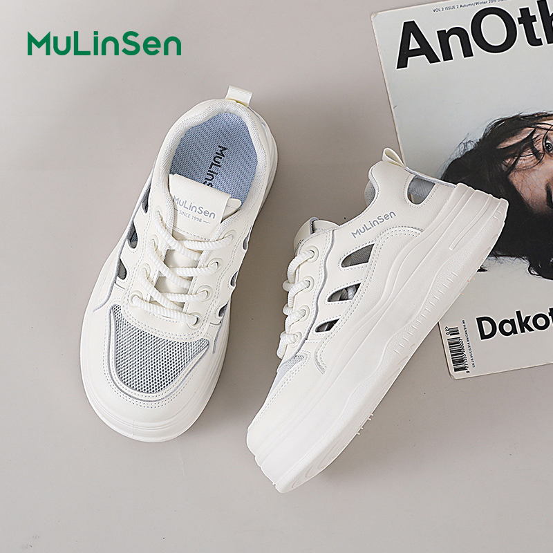 Mulinsen sneakers women's 2025 new summer hollow summer ugly cute big head sports sandals women's casual white shoes