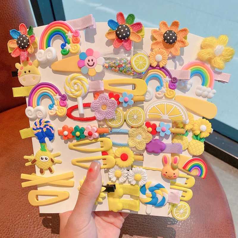 14 Cartoon Baby Hair Clip Set Flower Fruit Baby Girl Barrettes Bangs Hairpins Kids Hair Accessories R250730