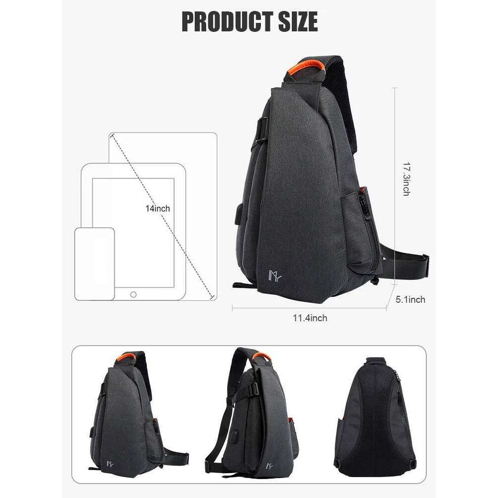 2024 Fashion Men Crossbody With USB Charging Large-Capacity Ipad Waterproof Chest Sport Motorcycle Shoulder Bag