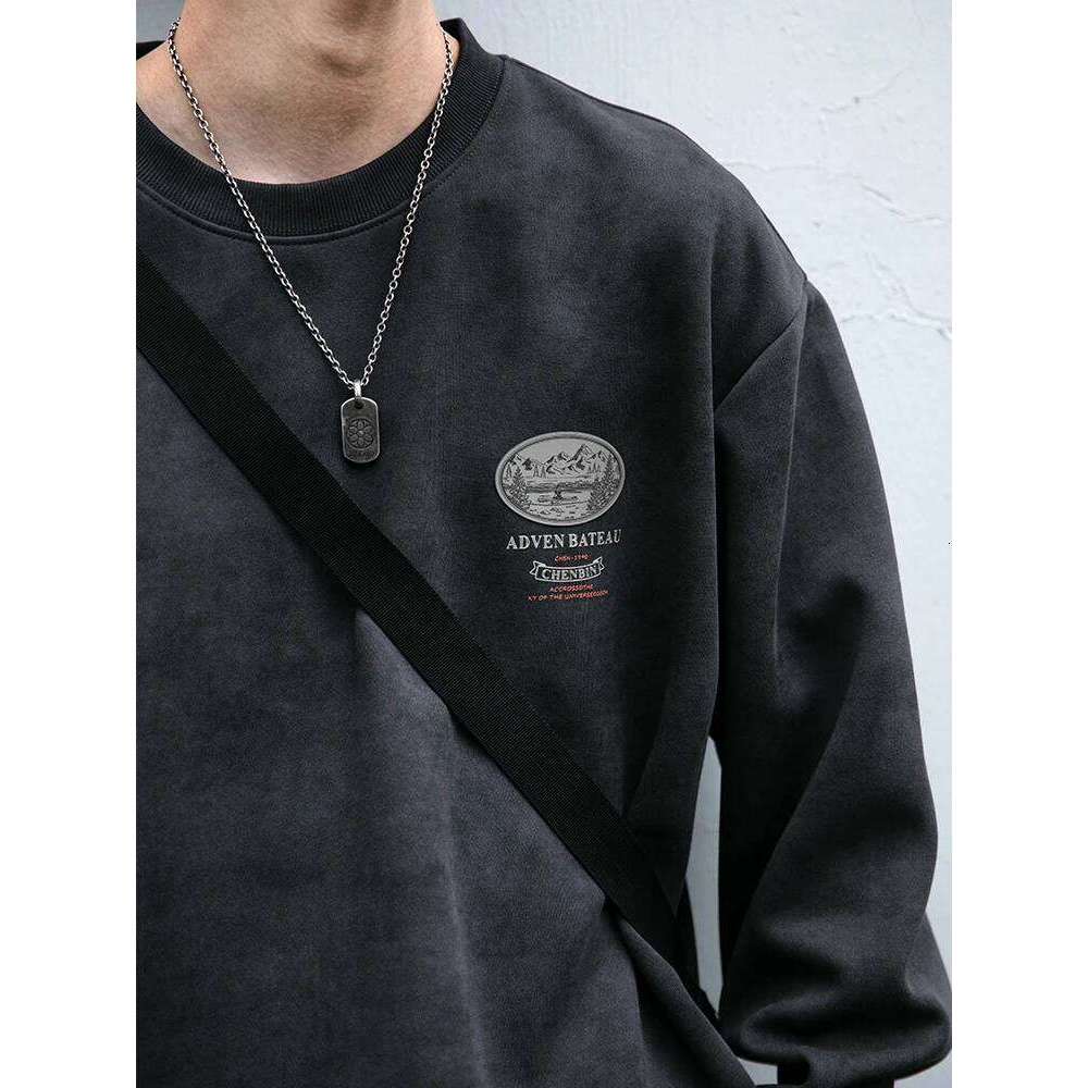 Designer Clothing 2025 Spring Mens Loose Fit Round Neck Hoodie Big Size Oversized Streetwear Hip Hop Retro American Casual Pullover Trendy Print