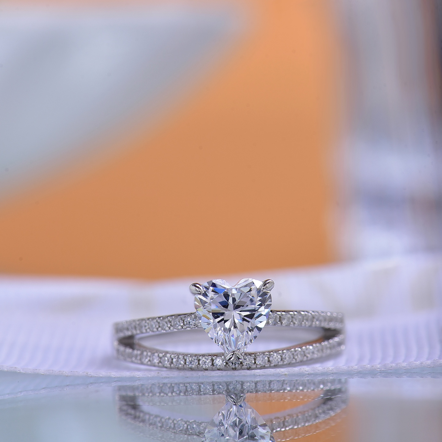 Heart-Shaped 1 Carat Moissanite Ring - 925 Sterling Silver Unisex Ring double band ring Women Engagement Band Ring Gift