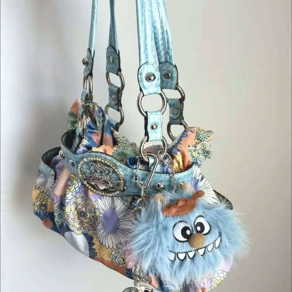 New Y2k Sweet And Cool Hot Girl Style Rivet Motorcycle Women's Large Saddle Crossbody Tote Bag