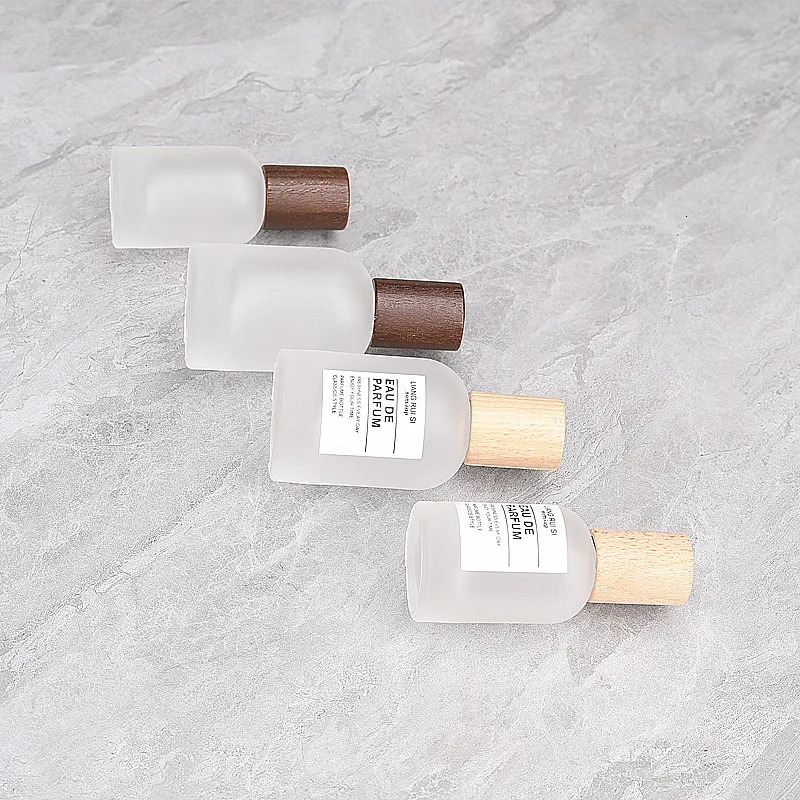 10pcs 30/ 50ml Empty Frosted Glass Perfume Bottle With Screw Wood Lid Fragrance Atomizer Fine Mist Liquid Dispenser Container 250726