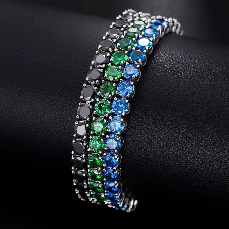 New Arrival Fine Jewelry 925 Sterling Silver Pass Diamond Tester Black VVS Moissanite Diamond Tennis Chain Bracelet