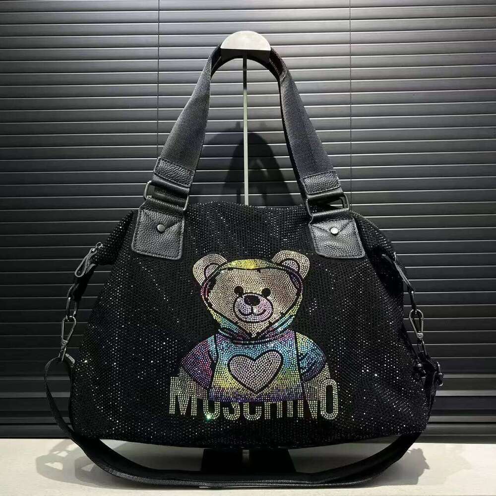 Ladies' fashionable dia jewelry cute teddy bear handbag, large capacity, personalized, elegant, shiny shoulder bagluxury bag tote bag