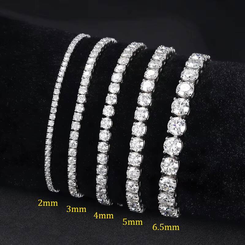 High Quality Moissanite Tennis Chain with Real Silver 925 Vvs Moissanite Diamond 2mm 3mm 4mm 5mm 6.5mm Rose Gold for Women
