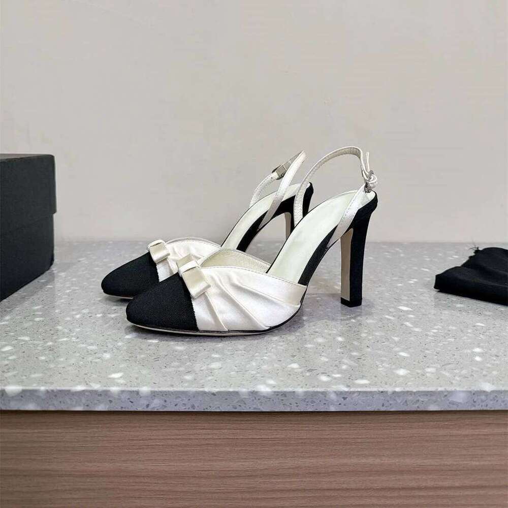 Women Size35-41 Genuine Leather Pumps Slingabacks Super High Heels Butterfly Knot Sandals Party Shoes Zapatillas De Mujer d83