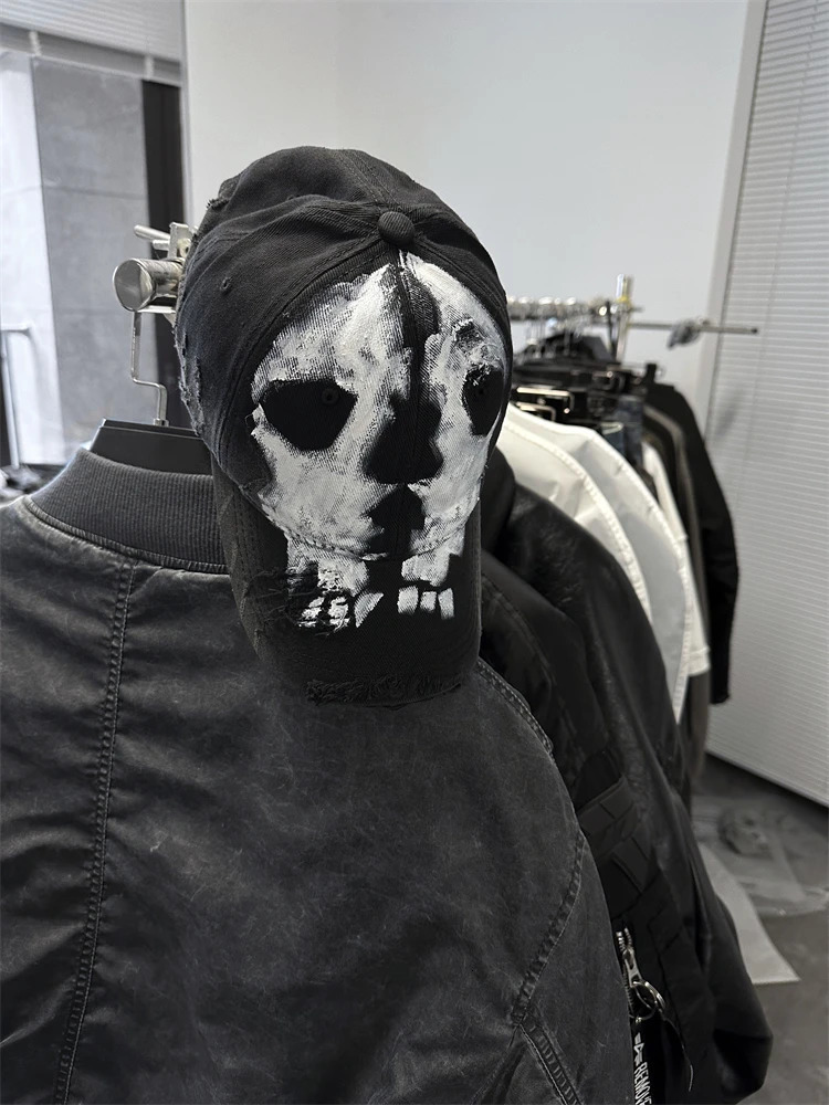 Y2k Girl Graffiti Jeans skull head Cowboy Baseball Hat Wash Graffiti Hip Hop Cap Women Men Party Team Baseball Cap 250730