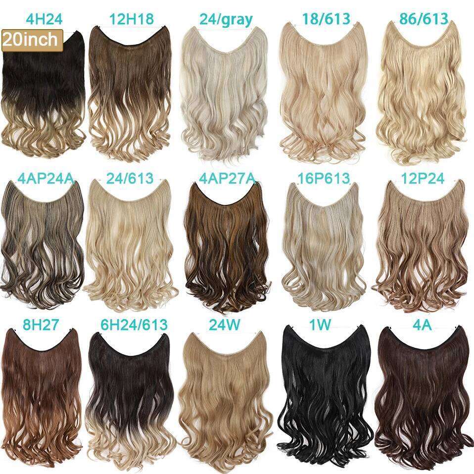 BENEHAIR Synthetic Invisible Wire No Clips In Secret Fish Line Hairpieces Extensions Fake Hair For Women