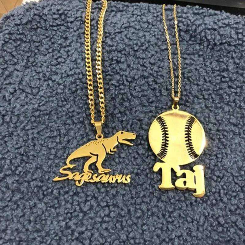 Custom Any Cartoon Character With Name Necklaces Nameplate Jewelry Stainless Steel Personalised Label Letter Necklace BFF