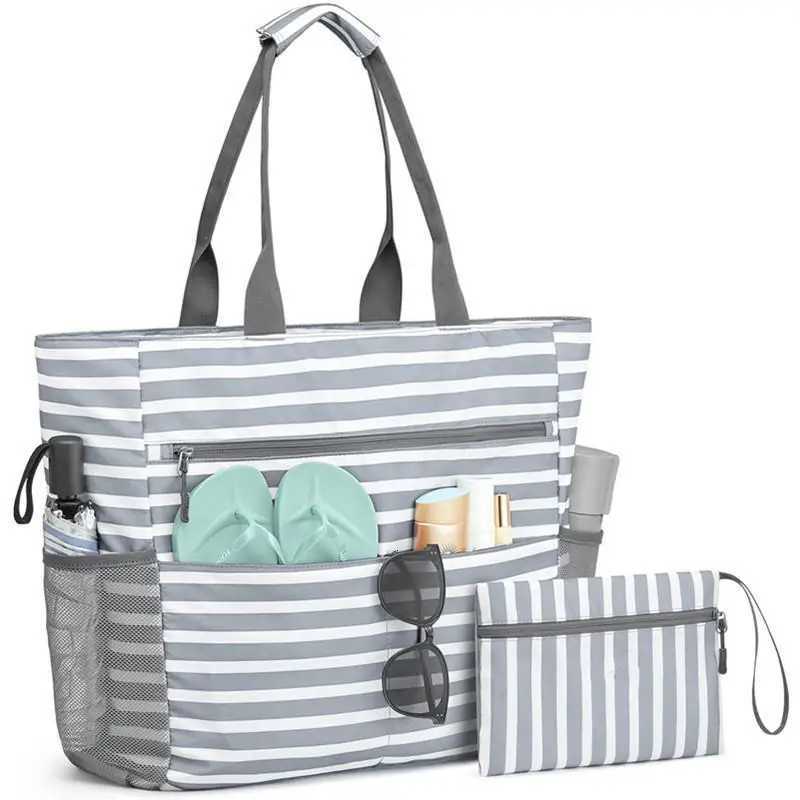 Summer Beach Tote Bag Waterproof Foldable Large Capacity Lightweight Portable Travel Storage Bag For Outdoor Swimming Vacation G250729