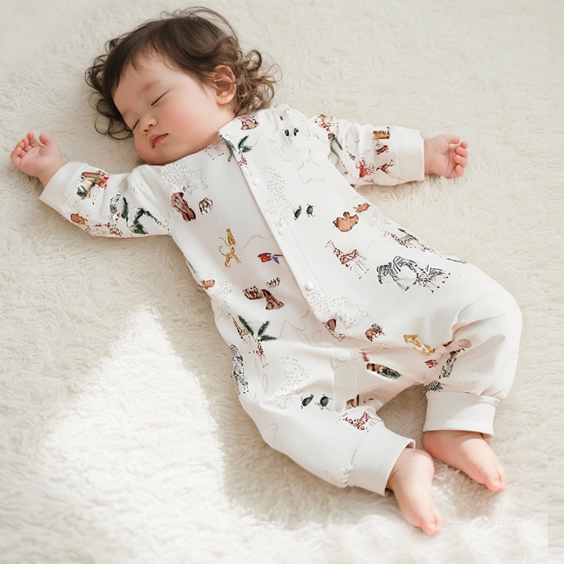 Newborn A-type clothes autumn and winter baby jumpsuit cotton wool baby clothes nightgown