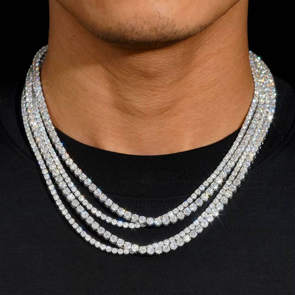 316L Stainless Steel 3mm/4mm/5mm/6mm Tennis Chain Link Necklaces Hip Hop Jewelry Zircon Iced Out Tennis Chain Necklaces for Men