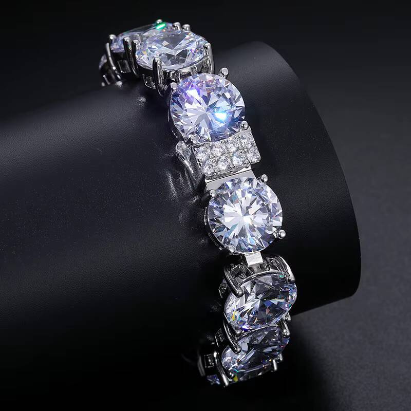 Big Size 925 Sterling Silver 15mm 494ct VVS Moissanite Tennis Chain Bracelet Pulsera Luxury Hip Hop Jewelry Men Women