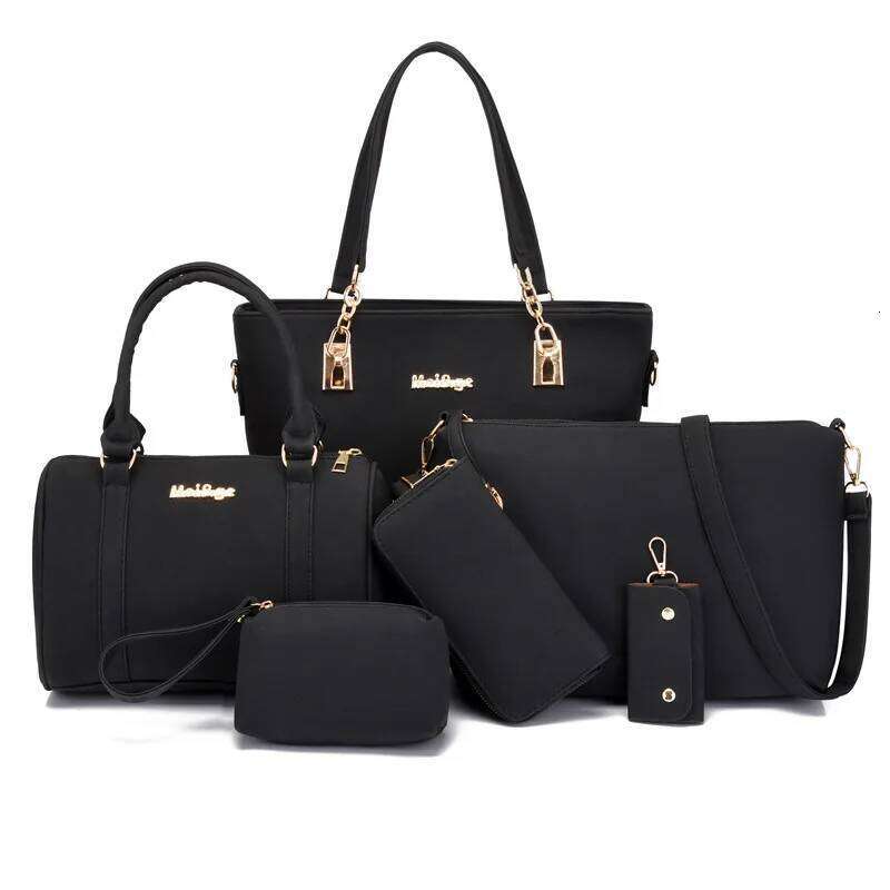 6pcs Women's Bag Set Large Capacity Totes Handbag Wallet Simple Design Shoulder Crossbody Bags Party Banquet Daily All Matching