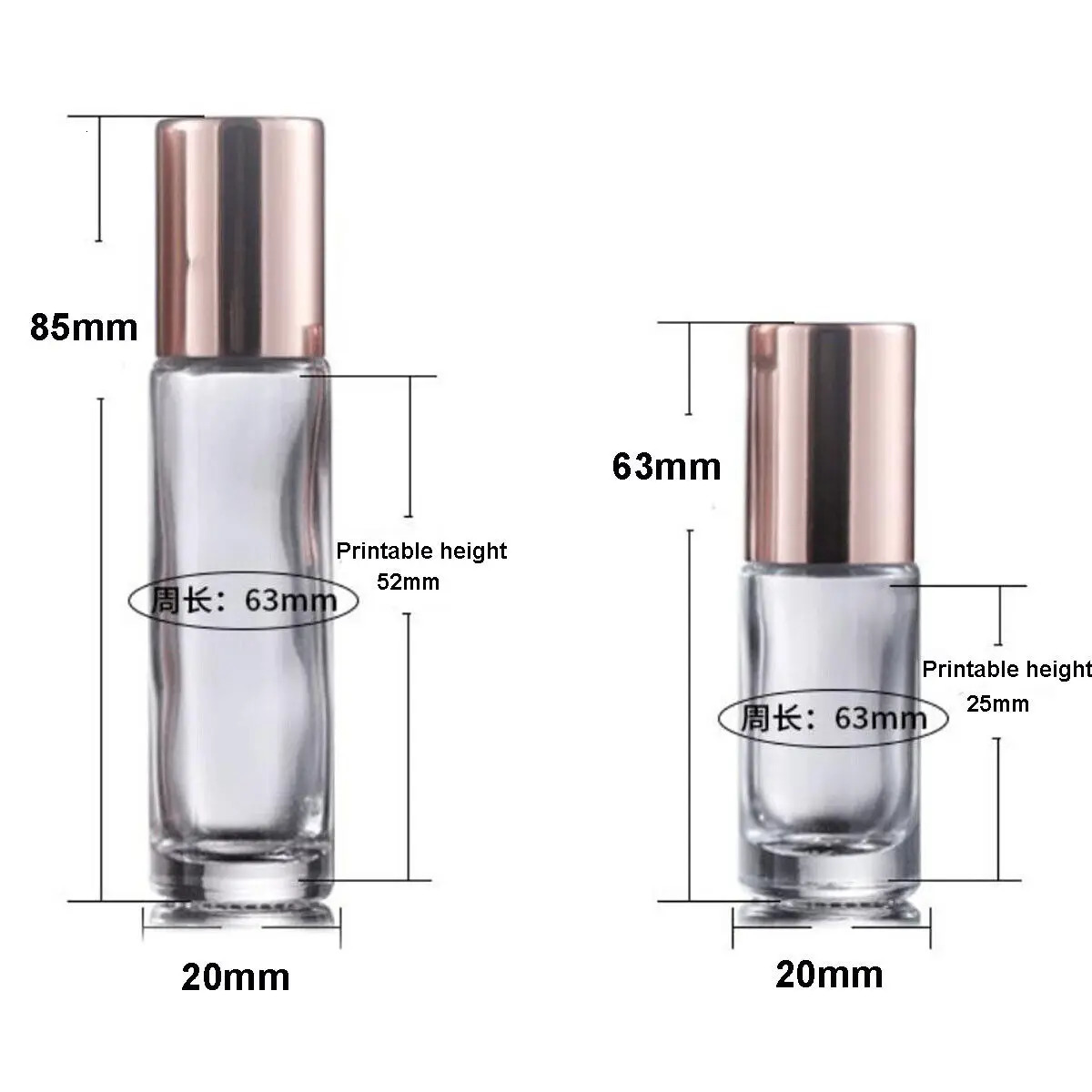 1x 10X 20X 5ml 10ml Pink Color Thick Glass Roll On Essential Oil Empty Perfume Bottle Roller Ball bottle For Travel Rose Gold 250726