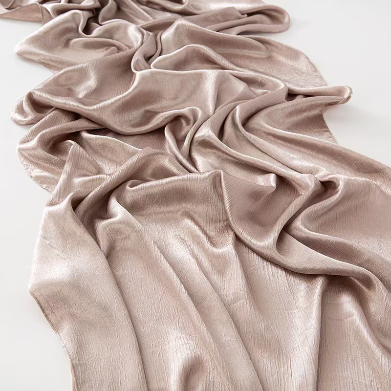 T1350 new bark wrinkle satin scarf silk scarf soft feeling headscarf shawl solid color