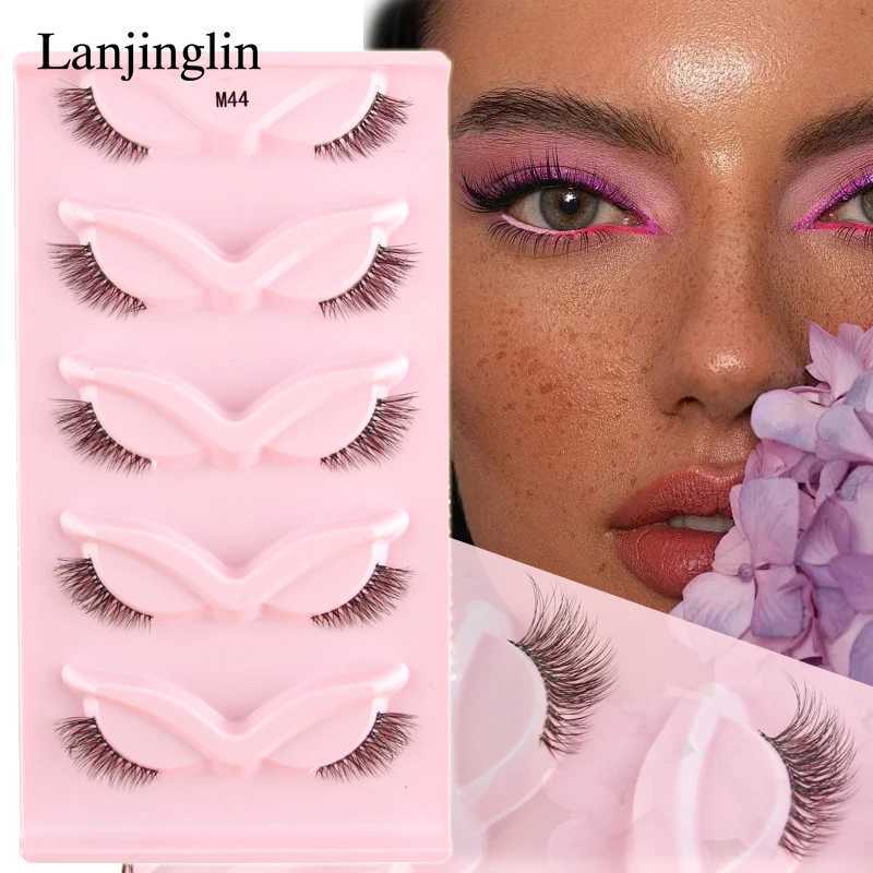 5/6/10 Pairs Half Lashes Cat False Eyelashes Natural Long 3D Mink Lashes Reusable Makeup Tool Eye Elongated Faux Cils Makeup Z250730