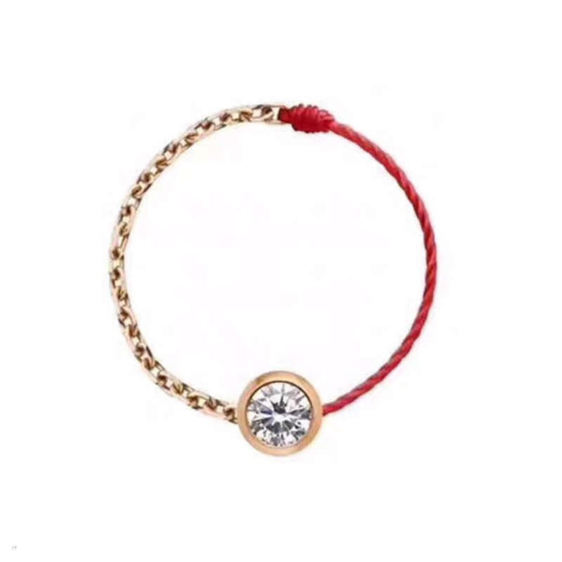 France Paris Bubble Single Diamond Red Rope Lucky Zodiac Year and Month Old Versatile Unique Ring for Women Trendy