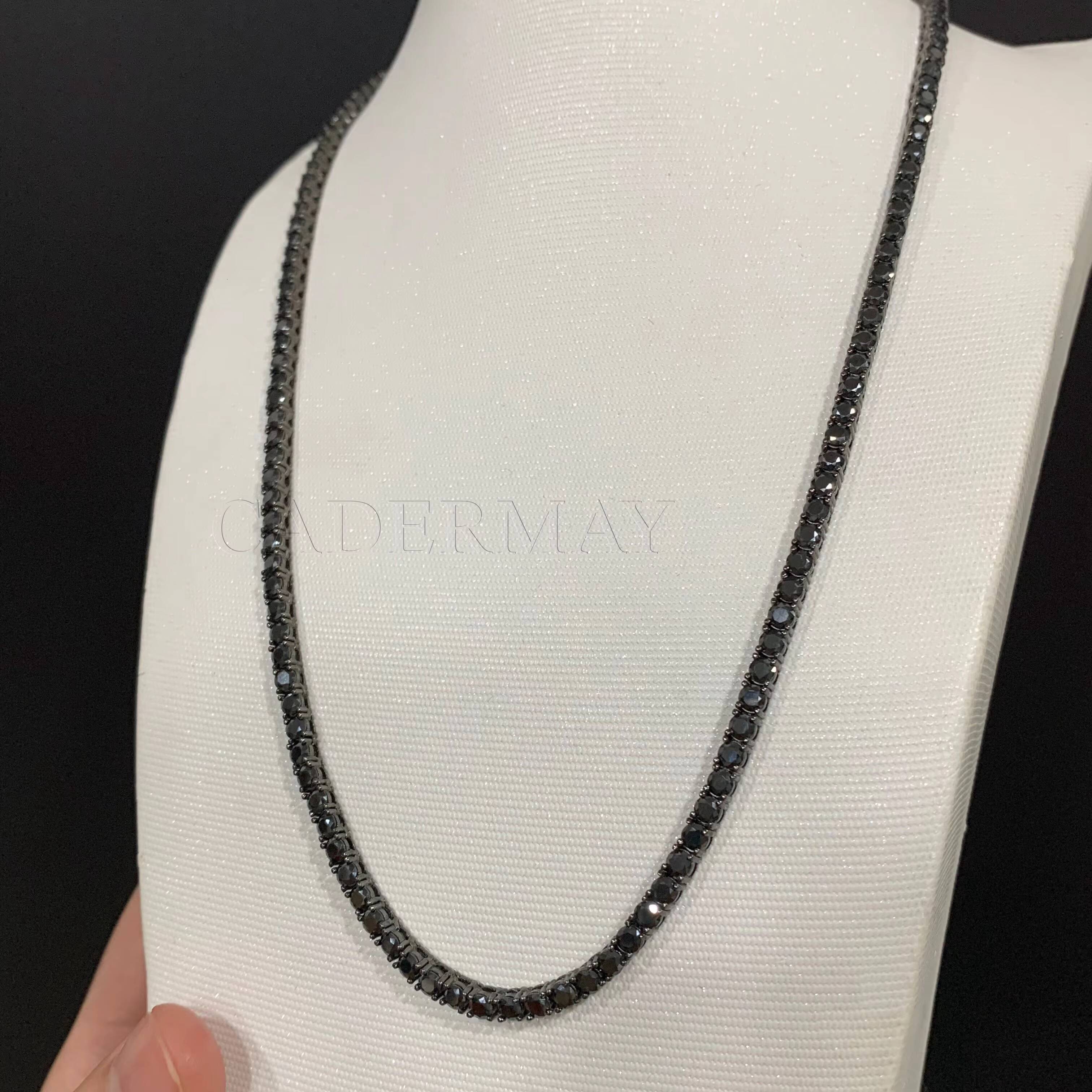Wholesale Price Black Moissanite Tennis Chain Iced Out 925 Silver Black Gold Plated 2-5mm Black Tennis Bracelet Moissanite Chain