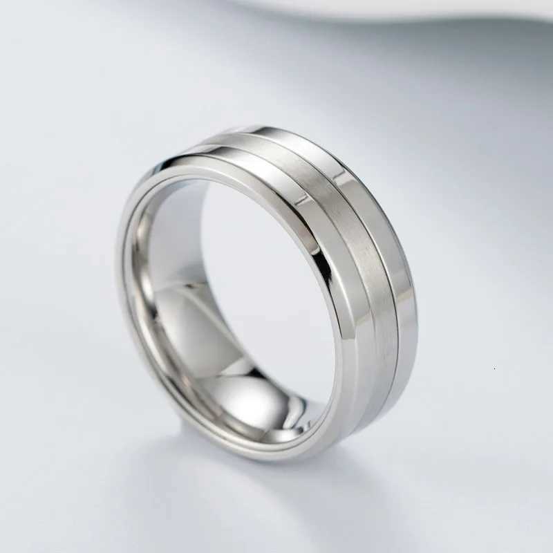 Simple High Polished Matte Finished Combination Ring for Men Black / Silver Color Stainless Steel Ring Mens Jewelry y250730