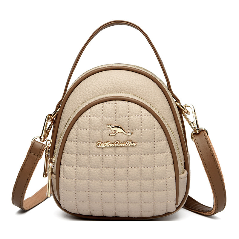 2025 Summer New Women's Shoulder Bag Summer Soft Leather Crossbody Bag Lychee Patterned Diamond Grid Niche Design Small Round Bag New Designer Lu