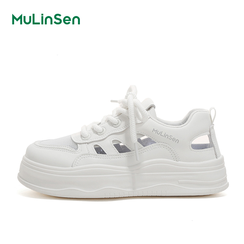 Mulinsen sneakers women's 2025 new summer hollow summer ugly cute big head sports sandals women's casual white shoes