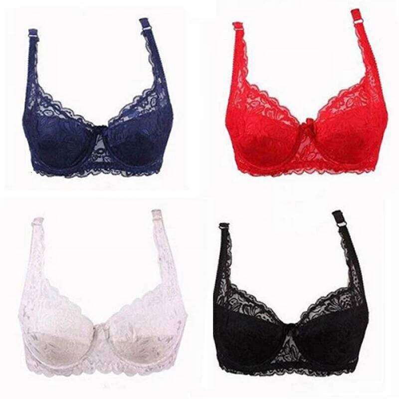 New Sexy Floral Lace Bras Women Summer Thin Push Up Brassiere Solid Color Comfort Breathable Underwear Female Fashion Lingerie