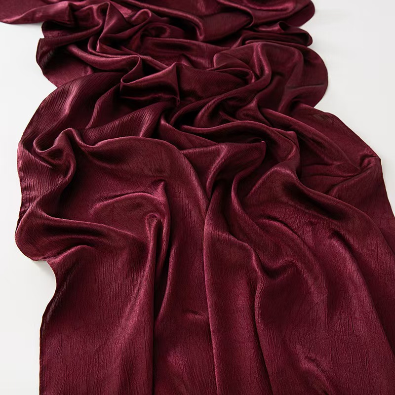 T1350 new bark wrinkle satin scarf silk scarf soft feeling headscarf shawl solid color