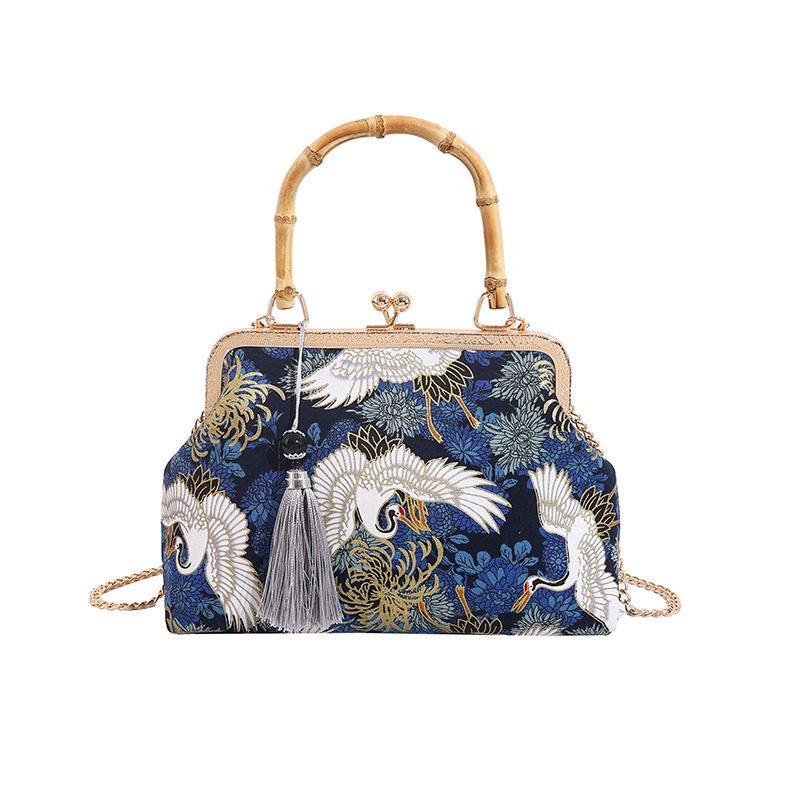 2024 New Chinese Style Embroidered Cheongsam High-end Bamboo Knot Handbag Chain Versatile Shoulder Crossbody Bag ddmymoon