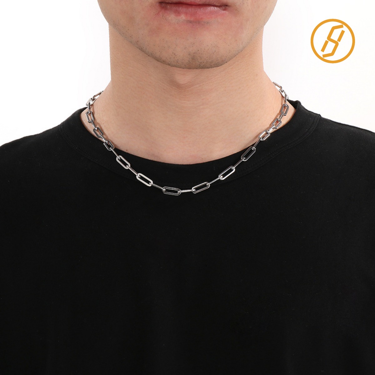 Personalized Titanium Square Wire Necklace Bracelet - Versatile Electroplated Stainless Steel Sweatshirt Chain for Men and Women Couples Z260313