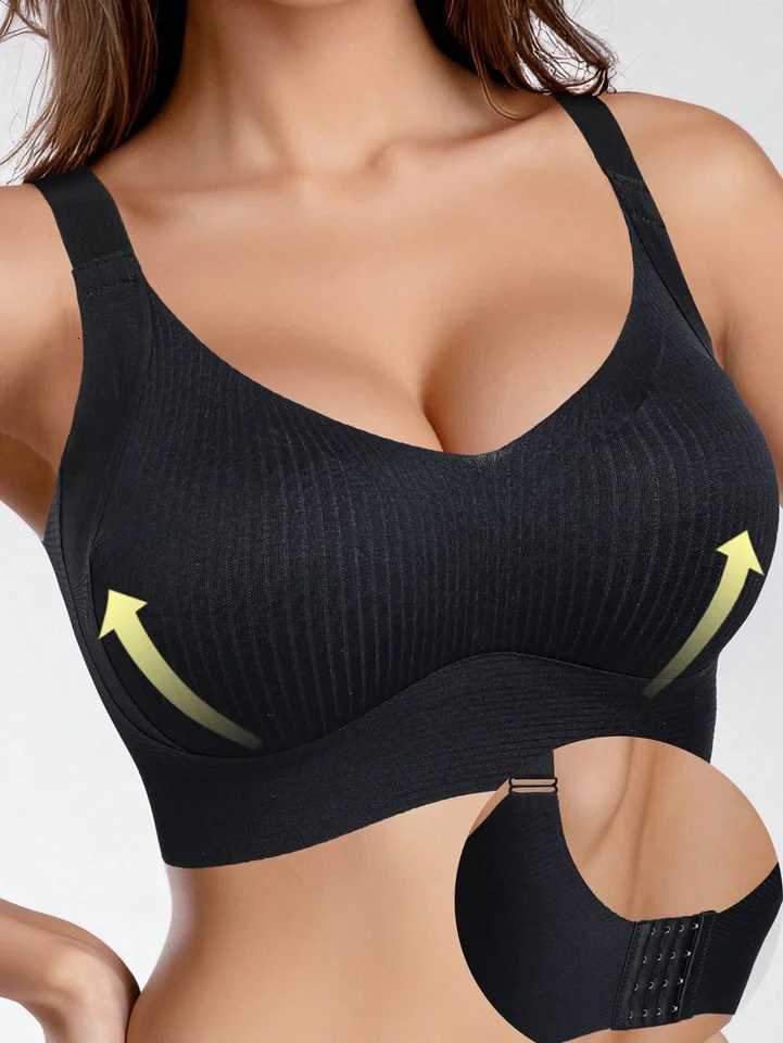 Finetoo M-4XL Womens Seamless Push-Up Bra with Removable Pads Comfortable Wireless Solid Color Adjustable Band Size Bra Top Z250730