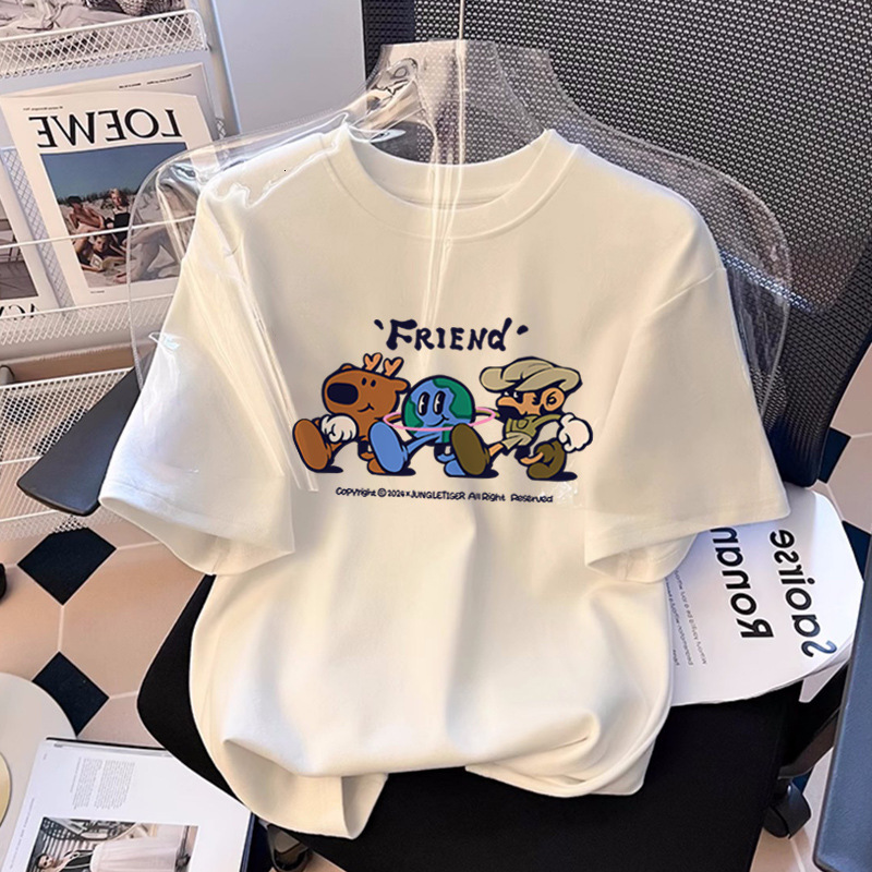 2025 Cat Short sleeved White T-shirt Women's S Fashion Summer New Style Fashion Young Loose Cotton Half sleeved Top New Designer T-shirt