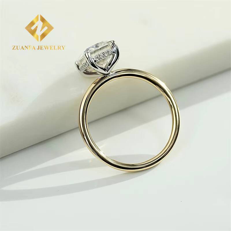 10K Gold Emerald Cut Diamond Mossanite Wedding Rings Custom Design AU750 Mossanite Wedding Rings