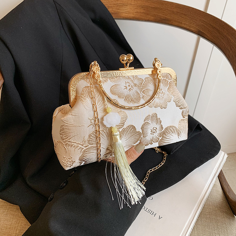 Qipao new style Chinese Hanfu elegant large flower shoulder bag, women's crossbody bag designer bag, women's handbag