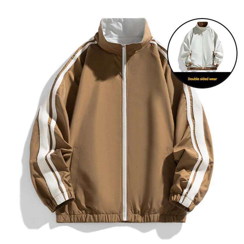 New men's fall new loose collar outdoor casual cardigan youth jacket double-sided wear multi-color