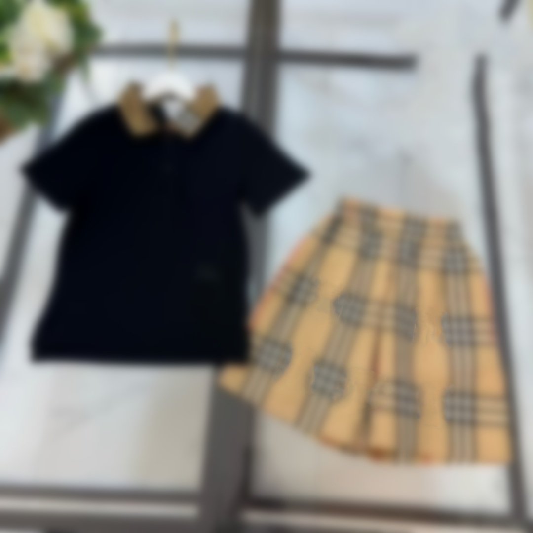 baby polo tshirt tracksuit girls Pleated skirt clothe kid lapel t shirt sets kids designer clothes lxuury summer girl boy clothers fashion childrens 2-14 ages classic