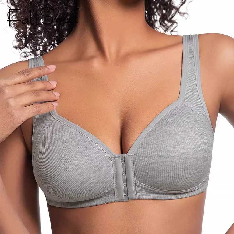 FallSweet Wire-Free Front Closure Bra for Women Seamless Full Coverage Bra Fixed Cups Large Size Comfort Underwear Mom Lingeries Z250730